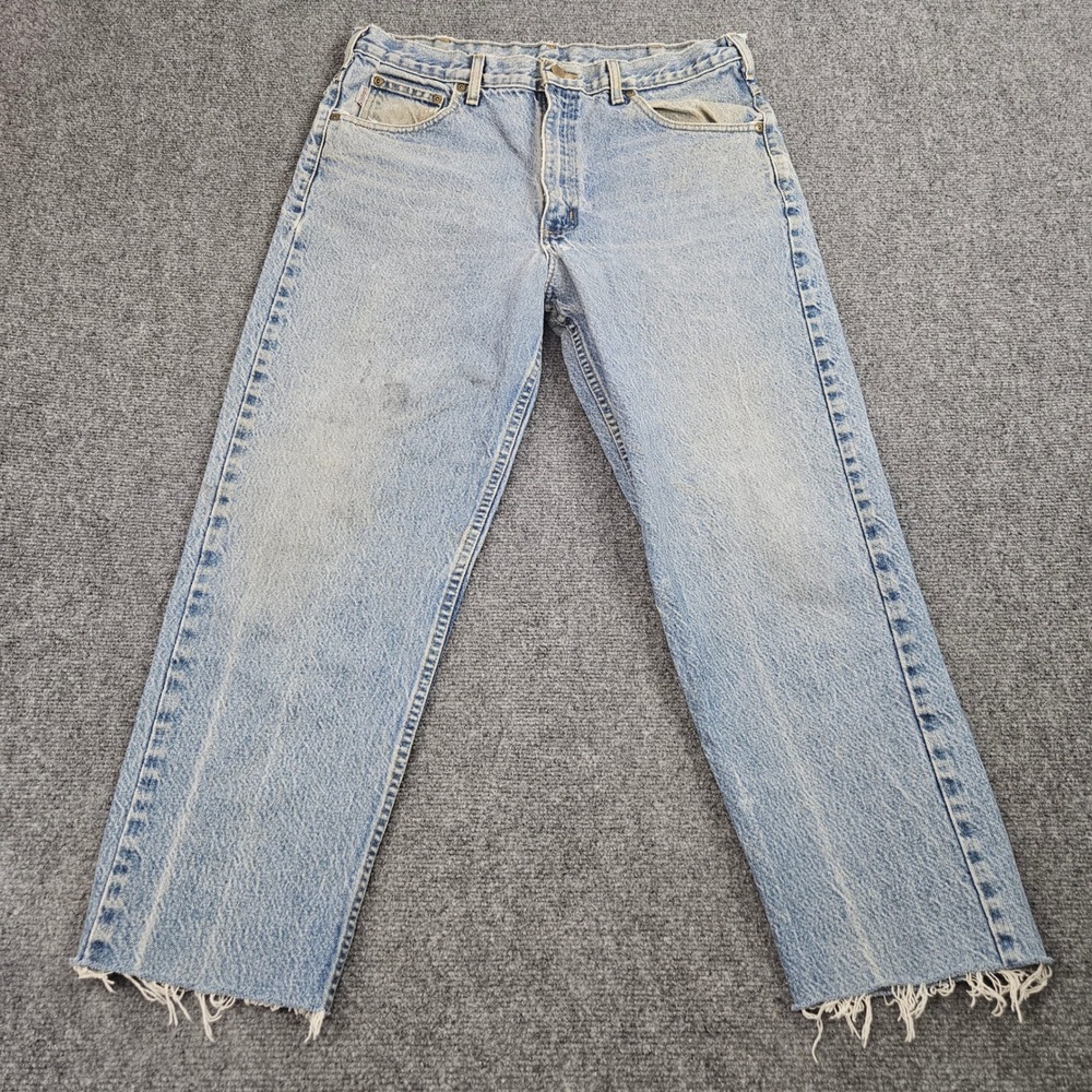 Carhartt 817 DST Jeans Mens 36 Light Wash Cut Off Distressed Workwear Grunge Y2K